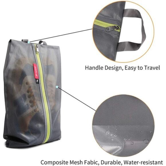 Water Resistant Travel Shoe Bags, Shoe Storage Organizer Shoe Pouch with Zipper - Picture 2 of 6